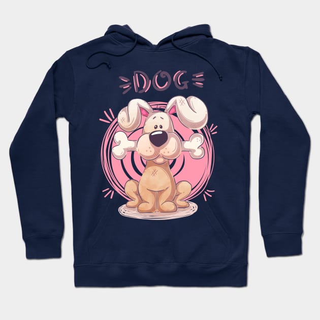 dog holding bone cartoon Hoodie by Mako Design 